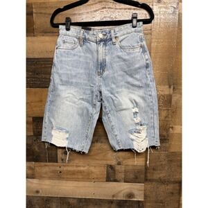 NWT BLANKNYC The Leonard Loose Bermuda Denim Shorts Distressed Light Wash Sz 24